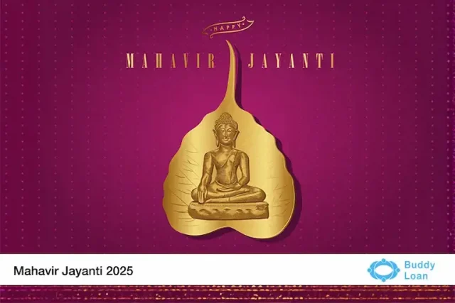 Image shown of red background depicting of Mahavir Jayanti